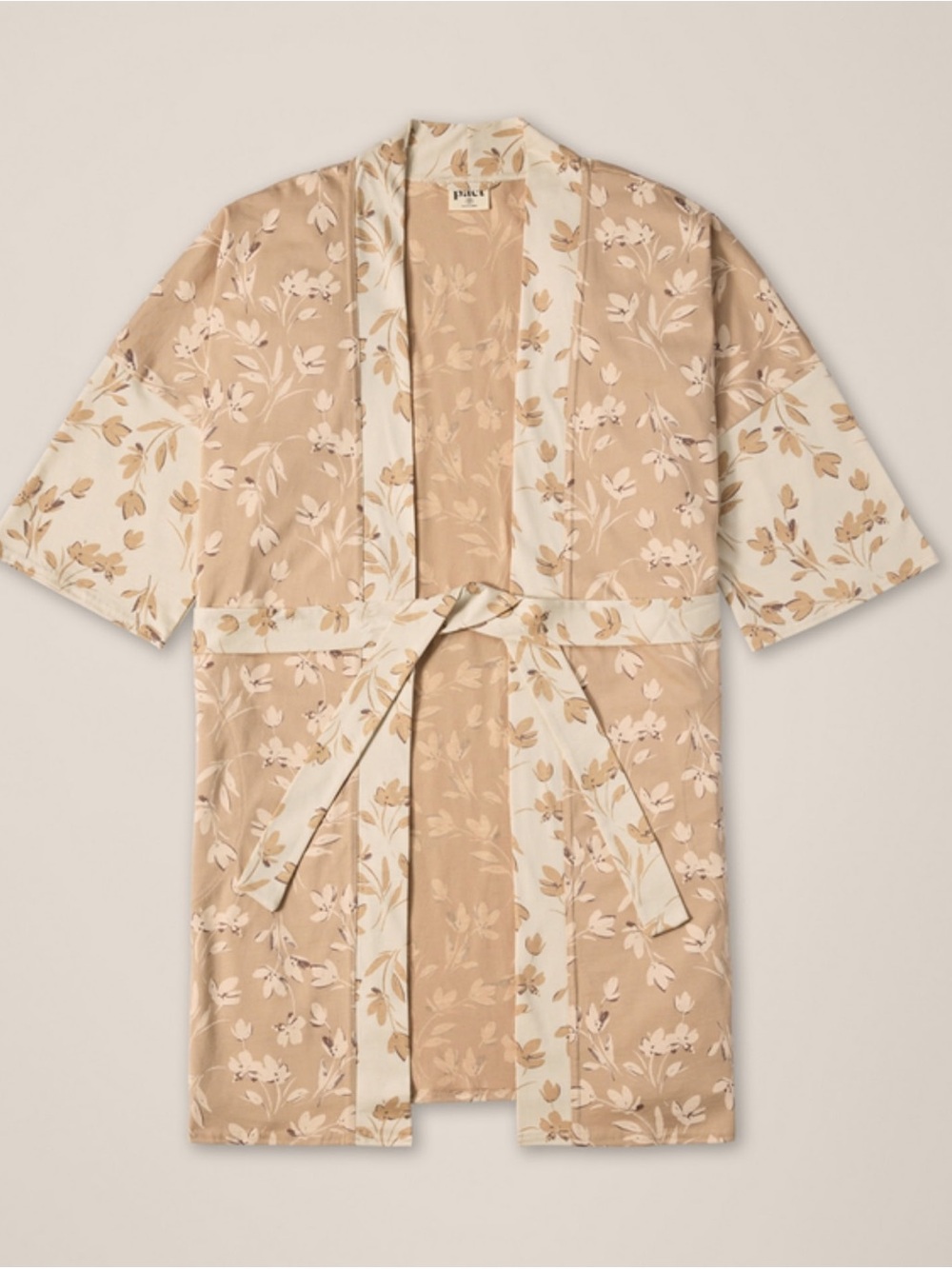 PACT organic cotton kimono robe wildflower floral print tie waist size M/L